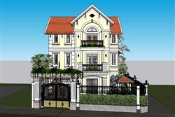 欧式别墅带庭院su建筑模型草图模型(ID53188)