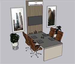 办公桌办公椅su素材网草图模型(ID53296)