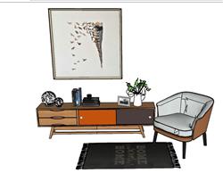 客厅边桌沙发椅su模型网站草图模型(ID57466)