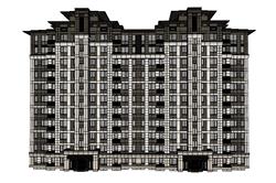 新中式单元楼住宅楼SU模型