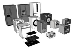 冰箱洗衣机灶台家电草图大师素材草图模型(ID65733)