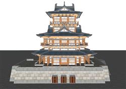 中式古建城楼SU模型