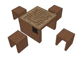 围棋棋盘座椅su模型下载草图模型(ID66757)