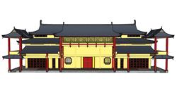 中式寺庙建筑SU模型