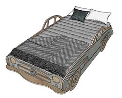 汽车造型床铺儿童床SU模型