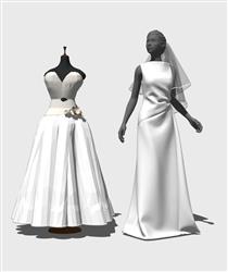 婚礼礼服模特SU模型(ID88386)