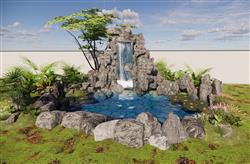 假山水池景观sketchup模型库(ID89094)