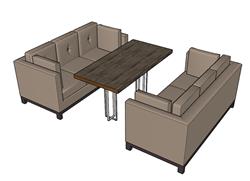 卡座沙发咖啡桌SU模型
