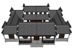 中式合院建筑SU模型
