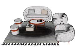 现代沙发地毯su模型(ID89868)