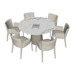 北欧圆桌餐桌椅SU模型