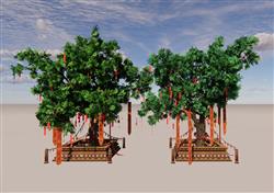 寺庙许愿树su模型(ID90056)