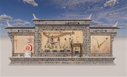 中式照壁景墙SU模型