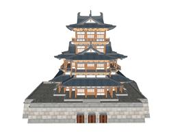 中式城门古建筑SU模型
