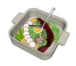 龙虾沙拉饭盒SU模型