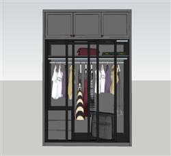 玻璃门衣柜su模型(ID90472)