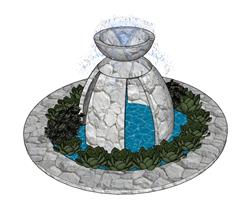喷泉水景su模型(ID90487)