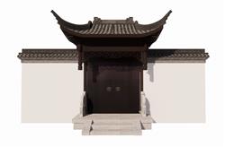 中式庭院门入户门su模型(ID90642)