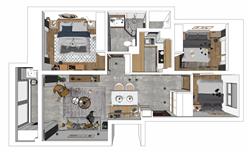 公寓家装户型su模型(ID90708)