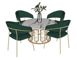 su北欧圆桌4人餐桌椅模型(ID91132)