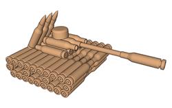 子弹壳坦克工艺品SU模型