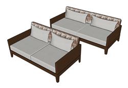 简易双人座沙发su模型(ID92837)