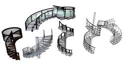 螺旋梯旋转楼梯su模型(ID93016)