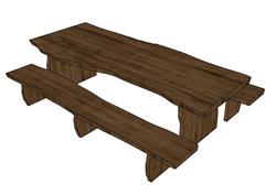 木桌子原木桌SU模型