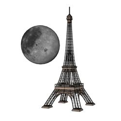 铁塔和月球装饰品skp模型(ID93169)