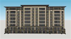 新中式住宅楼公寓建筑skp模型(ID93333)