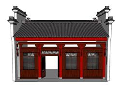 中式民居瓦片马头墙sketchup模型免费下载(ID93422)