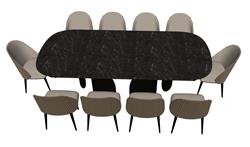 10人座餐桌椅SU模型