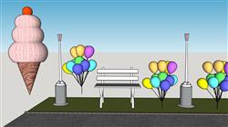 冰淇淋气球长椅草图模型(ID93602)