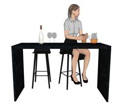美女坐姿吧台椅su模型素材免费网站(ID93676)