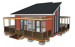 红砖平房住宅SU模型