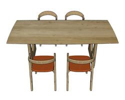 实木餐桌椅茶桌SU模型