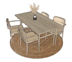 木质餐桌椅家具免费su模型在线下载(ID94048)
