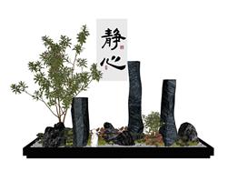 新中式禅意景观小品su模型素材免费网站(ID94063)