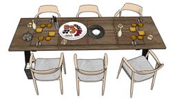 日式餐桌椅寿司食物skp模型模式(ID94143)
