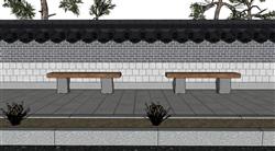 中式瓦片围墙场景草图模型(ID94148)