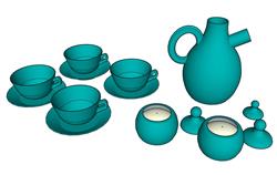茶杯茶壶茶具SU模型
