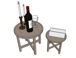 红酒瓶子桌子免费su模型(ID94224)
