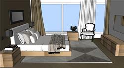 卧室房间床铺su模型素材免费网站(ID94935)