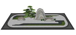 日式枯山水景观SU模型
