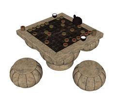 象棋石桌su模型(ID95294)