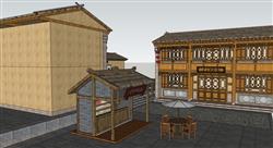 中式仿古商业街古建筑su模型(ID95330)