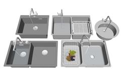 不锈钢洗手池洗菜盆skp模型(ID95333)