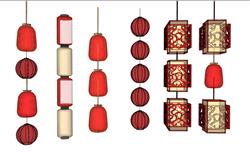 中式观赏红灯笼skp模型(ID95777)