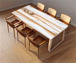 原木餐桌SU模型(ID96083)