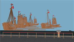 郑和下西洋墙画船sketchup素材库下载免费(ID98523)